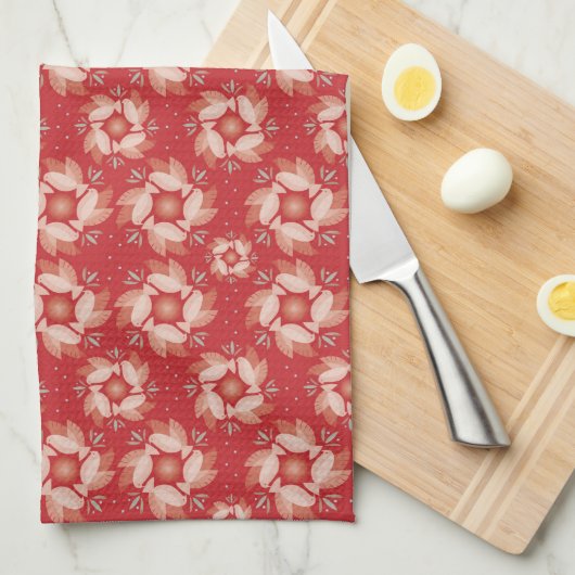 Christmas Red Peace Dove Geschirrtuch (Viertel Falte)