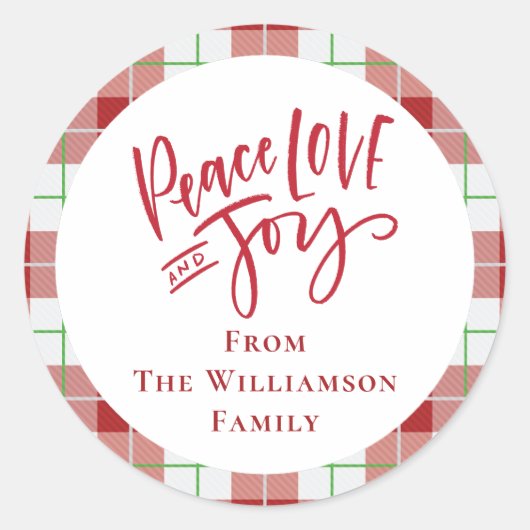 Christmas Red Peace Liebe Jodern Modern Family Runder Aufkleber (Vorderseite)