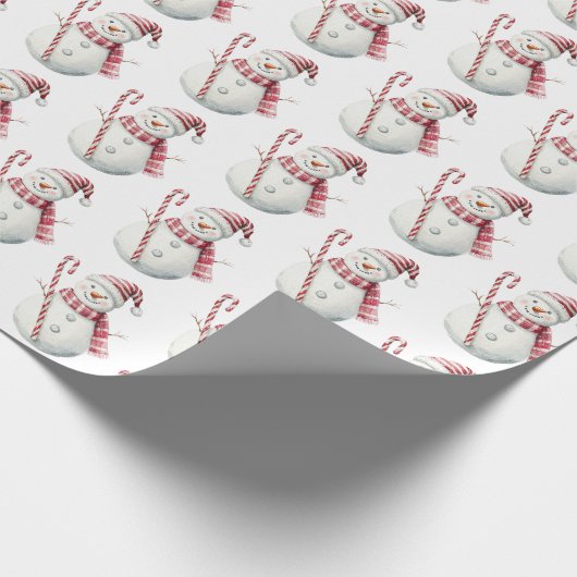 Christmas Red Peppermint Snowman Geschenkpapier (Ecke)