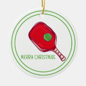 Christmas Red Pickleball Paddle Design Festive Keramik Ornament (Vorne)
