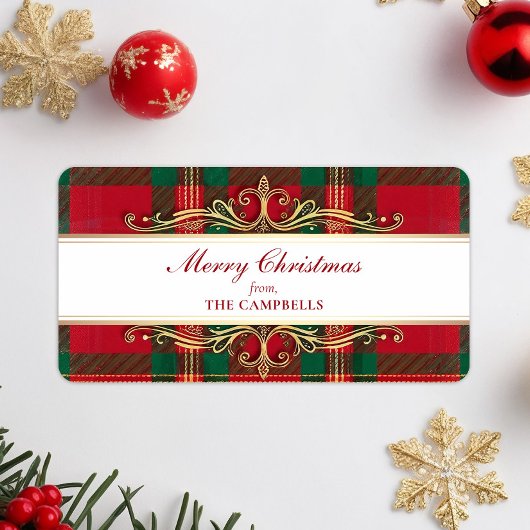 Christmas Red Plaid Holiday Return Address Label Adressaufkleber