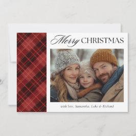 Christmas Red Plaid Photo Holiday Card Feiertagskarte