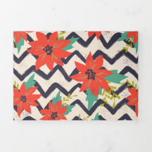 Christmas Red Poinsettia Black & White Zickzack