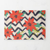 Christmas Red Poinsettia Black & White Zickzack Dreifach Gefaltete Urlaubskarte (Cover)