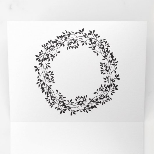 Christmas Red Poinsettia Black & White Zickzack Dreifach Gefaltete Urlaubskarte (Innen Erste Seite)