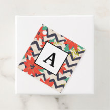 Christmas Red Poinsettia Black & White Zickzack