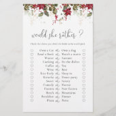 Christmas Red Poinsettia Brautparty Game (Vorderseite)