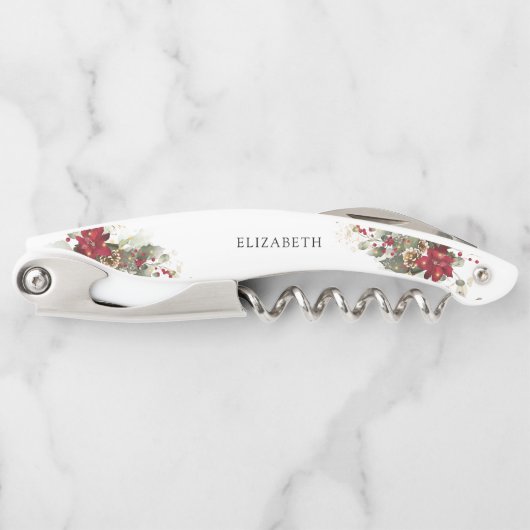 Christmas Red Poinsettia Brautparty Kellnermesser (Vorderseite)