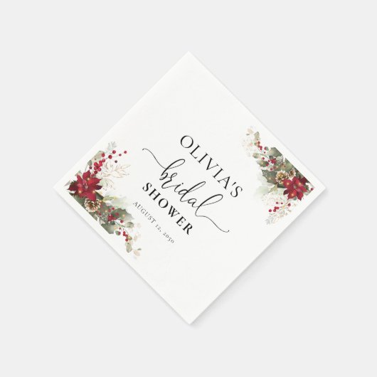 Christmas Red Poinsettia Brautparty Serviette (Ecke)