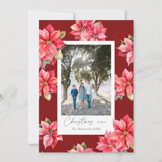 Christmas Red Poinsettia Feiertagskarte (Vorderseite)