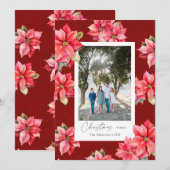 Christmas Red Poinsettia Feiertagskarte (Vorne/Hinten)