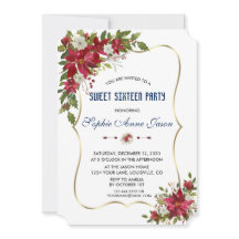 Christmas Red Poinsettia Gold 16 . Geburtstag Part
