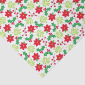 Christmas Red Poinsettia Green Holly-Geschenk Seidenpapier (Detail)