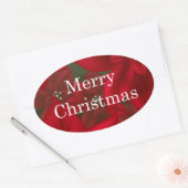 Christmas Red Poinsettia Oval Sticker (Umschlag)