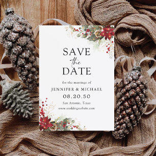 Christmas Red Poinsettia Save the Date