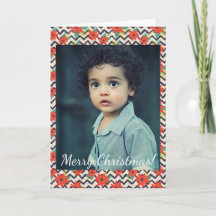 Christmas Red Poinsettia Schwarz-weißes Zickzack F