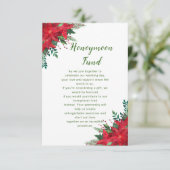 Christmas Red Poinsettia Wedding Honeymoon Fund Begleitkarte (Stehend Vorderseite)