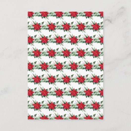 Christmas Red Poinsettia Wedding Honeymoon Fund Begleitkarte (Rückseite)