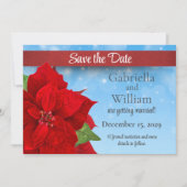 Christmas Red Poinsettia Wedding Save The Date (Vorderseite)
