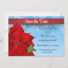 Christmas Red Poinsettia Wedding Save The Date