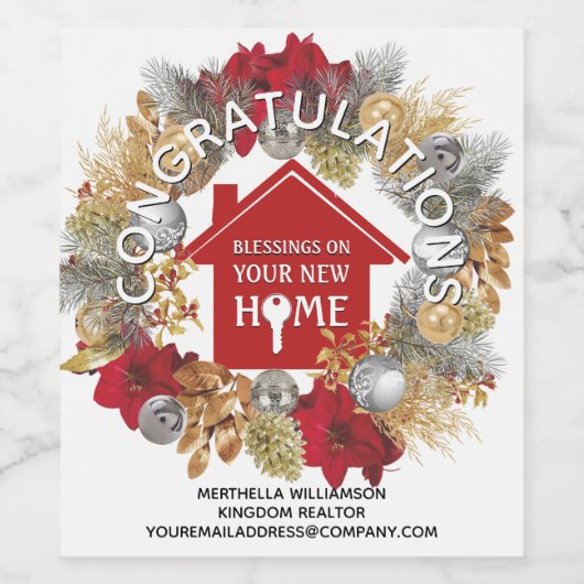 CHRISTMAS Red Real Anwesen Client Neue Zuhause Weinetikett (Einzelnes Label)