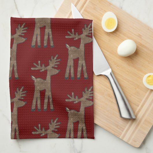 Christmas Red Reindeer Geschirrtuch (Viertel Falte)