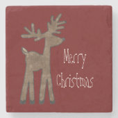 Christmas Red Reindeer Steinuntersetzer (Vorderseite)