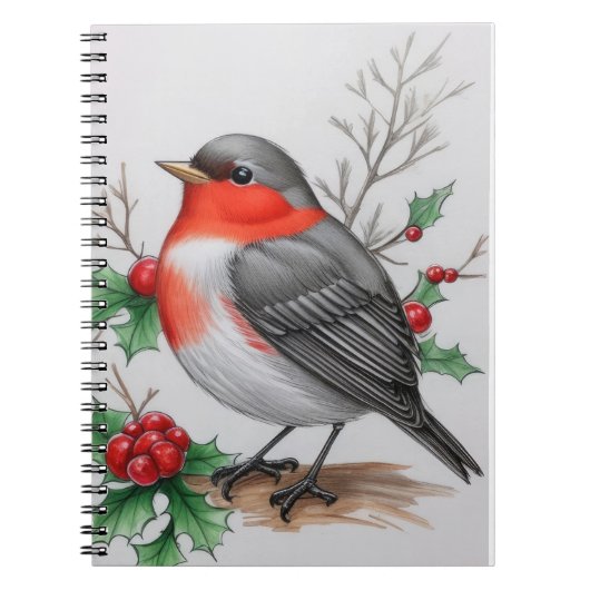 Christmas Red Robin Bird Notizblock (Vorderseite)