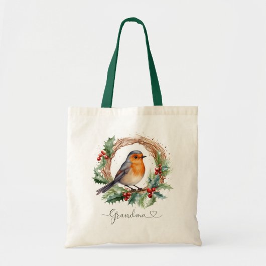 Christmas Red Robin Grandma Tote Tag Tragetasche (Vorne)