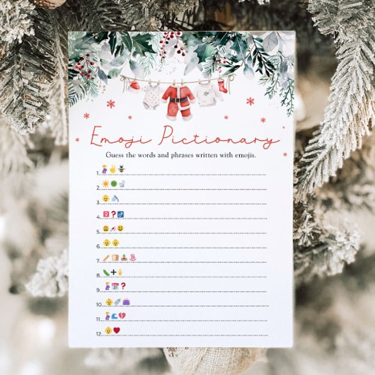 Christmas Red Santa Baby Emoji Pictionary Game Einladung