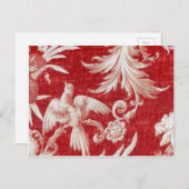 Christmas Red Shabby Toile Feiertagspostkarte (Vorne/Hinten)