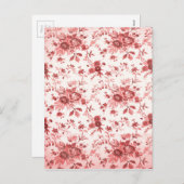 Christmas Red Shabby Toile Feiertagspostkarte (Vorne/Hinten)