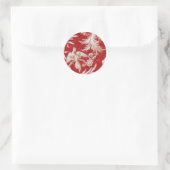 Christmas Red Shabby Toile Runder Aufkleber (Tasche)