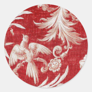 Christmas Red Shabby Toile Runder Aufkleber