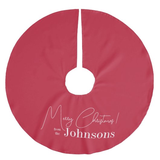 Christmas Red Simple Modern Family Polyester Weihnachtsbaumdecke (Vorderseite)