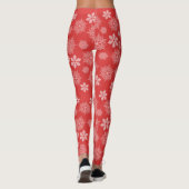 Christmas Red Snowflakes Holiday Cute Pattern Leggings (Rückseite)
