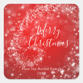 Christmas Red Sparkling Minimalistisch Stylish Scr Quadratischer Aufkleber