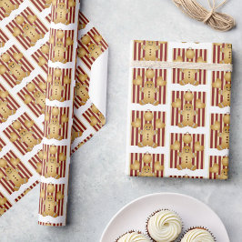 Christmas Red Stripe Niedlich Gingerbread Mann Geschenkpapier
