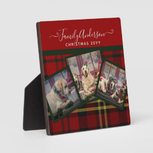 CHRISTMAS Red Tartan Foto Collage GIFT Fotoplatte