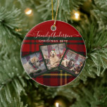 CHRISTMAS Red Tartan Foto Collage Keramik Ornament<br><div class="desc">Fügen Sie 3 Fotos und Ihren eigenen Text hinzu, um diese moderne trendige Foto Collage Weihnachten oder Feiertage Geschenk personalisieren. Sie machen schöne Pfannkuchen (kann gerahmt sein). Fügen Sie Fotos von Familie, Haustieren (Hund, Katze, Pferd, Hamster, Pergament, Schlange, Kaninchen usw.) hinzu. Feiertage, Freunde, Hobbys , selifiert, instagram Bilder, wie gewünscht,...</div>