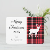 Christmas Red Tartan Kariertes Muster White Stag (Stehend Vorderseite)