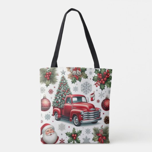 Christmas Red Truck and Santa Pattern Tasche (Rückseite)