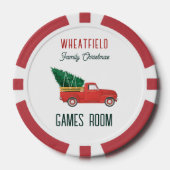 Christmas Red Truck Family Games Room Custom Pokerchips (Vorderseite)