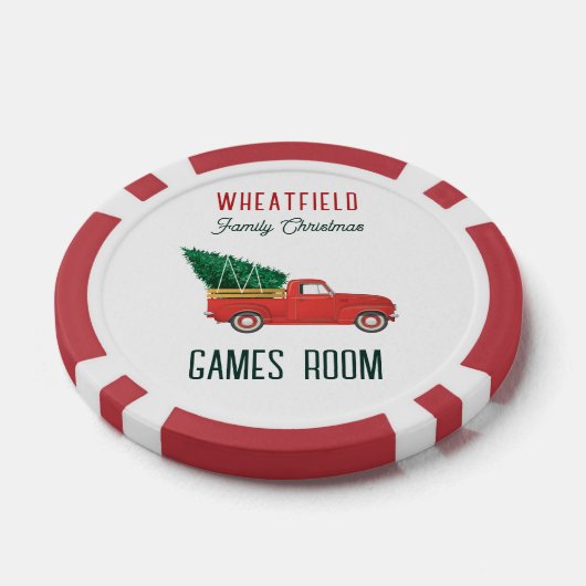 Christmas Red Truck Family Games Room Custom Pokerchips (Einzeln)