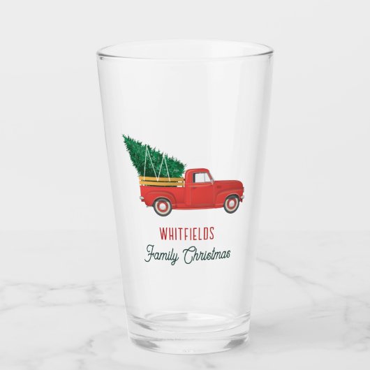Christmas Red Truck Family Holiday Custom Glas (Vorderseite)