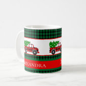Christmas Red Truck Koch Green Buffalo Kariert Kaffeetasse (Vorderseite Links)