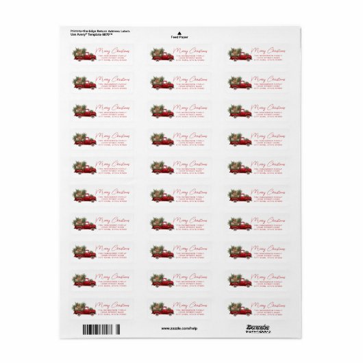 Christmas Red Truck Return Address Labels (Vorne)