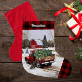 Christmas Red Truck Strumpf - Personalisiert Großer Weihnachtsstrumpf
