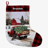 Christmas Red Truck Strumpf - Personalisiert Großer Weihnachtsstrumpf (Vorderseite)