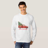 Christmas Red Truck Tree Transport T-Shirt (Vorne ganz)